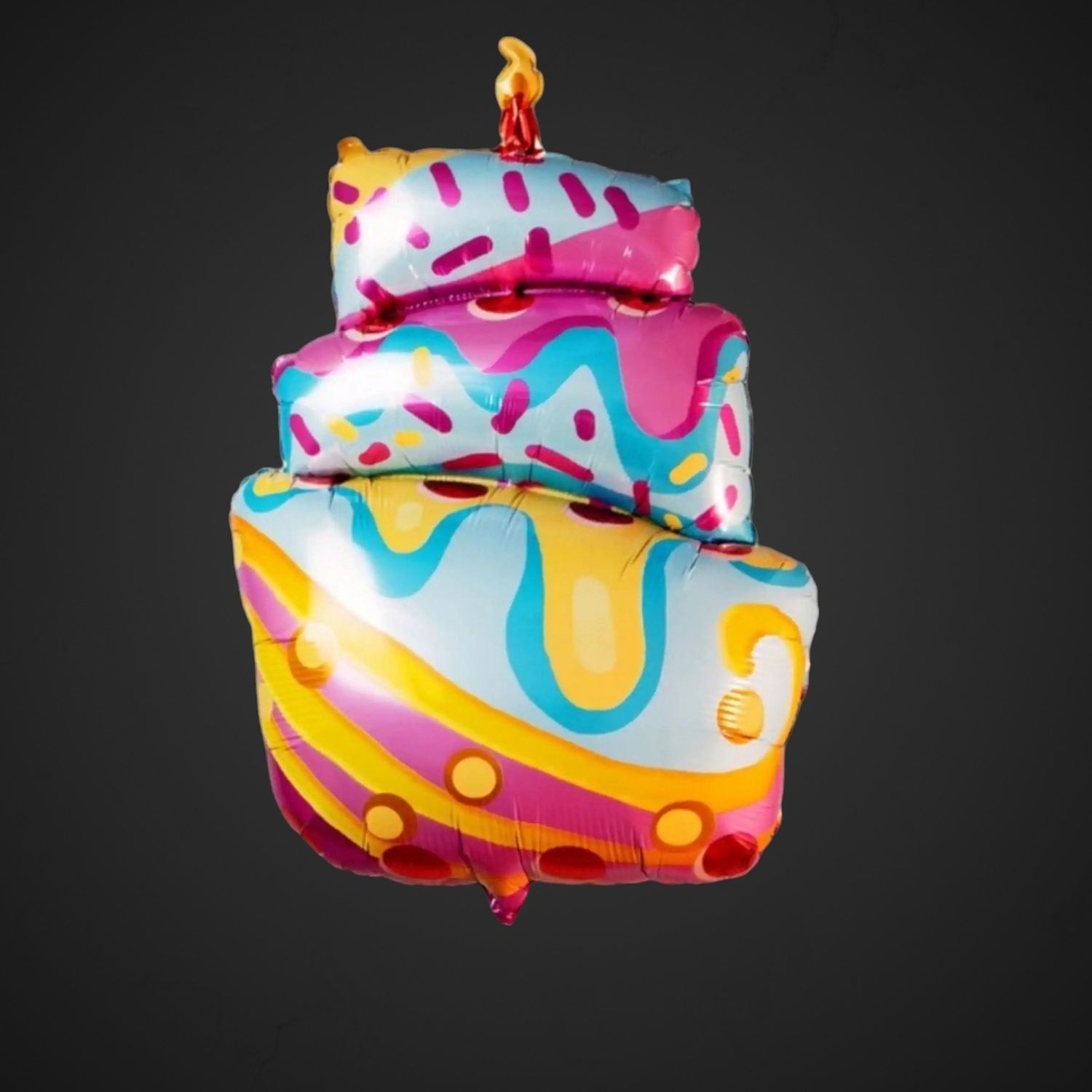 Фольгированный шар Торт разноцветный со свечкой 87 см
